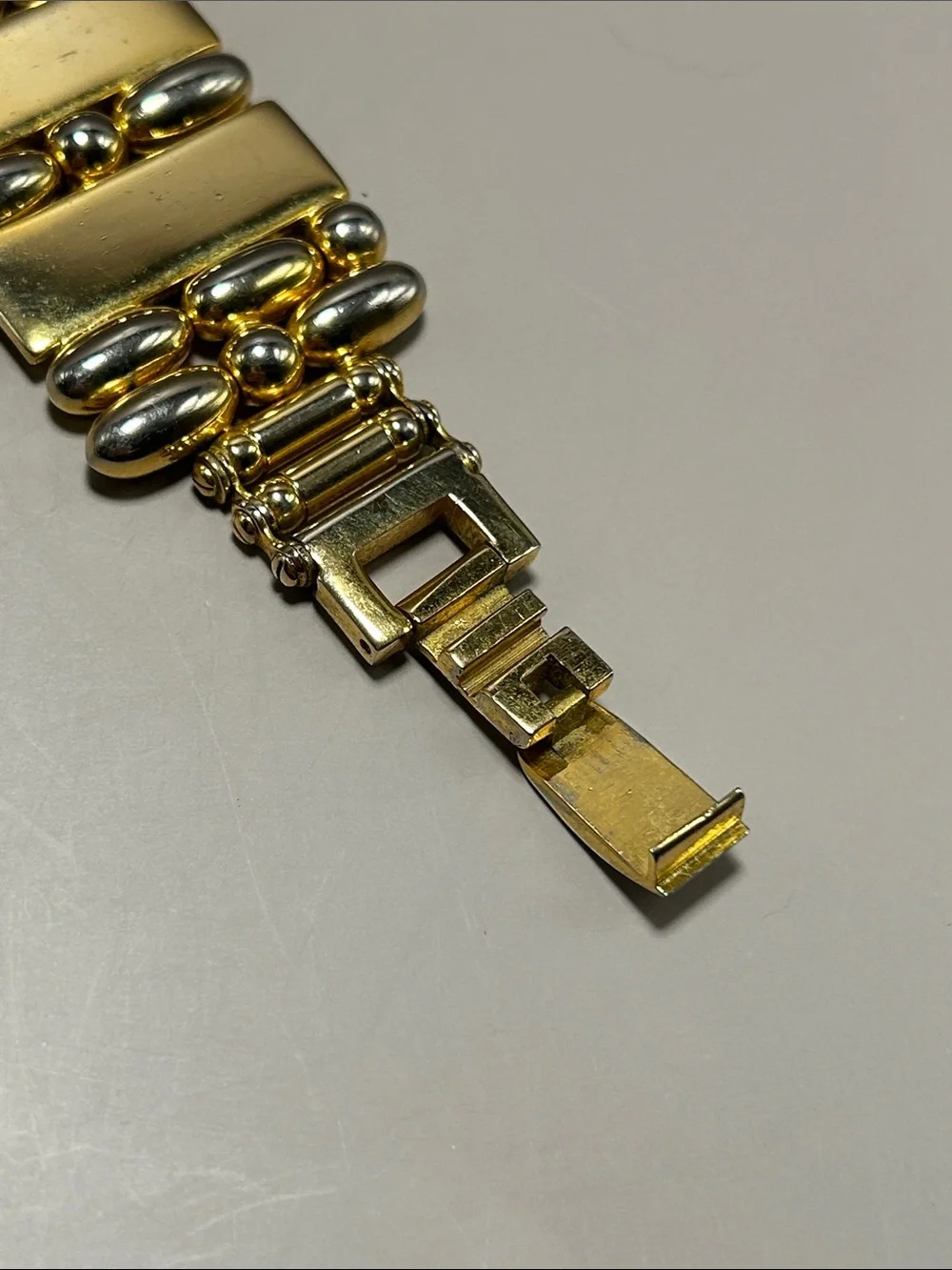 Costume Jewelry Gold-Tone Bracelet Watch with Decorative Dial
